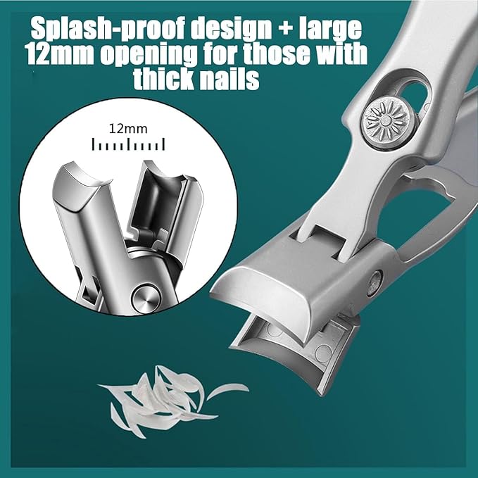 Mightyclip Nail Clippers, Mighty Clip Nail Clippers, German Nail Clippers for Men, Stainless Steel Nail Clippers for Men, Nail Scissors with Storage Box and Nail File (Black)