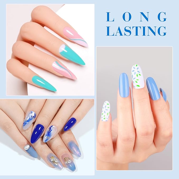 CANNI Gel Nail Polish Set, 6Pcs 9ML Baby Blue Royal Light Blue Gel Nail Polish Aquarius Water Ocean Collection Summer Soak Off UV LED Kits DIY Nail Art Manicure Home Nail Salon