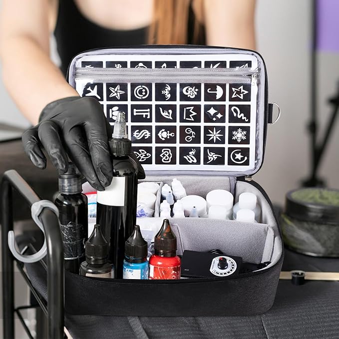 Tattoo Supplies Organizer - Kit Box Case for Tattoo Stencil Printer, Ink, Equipment