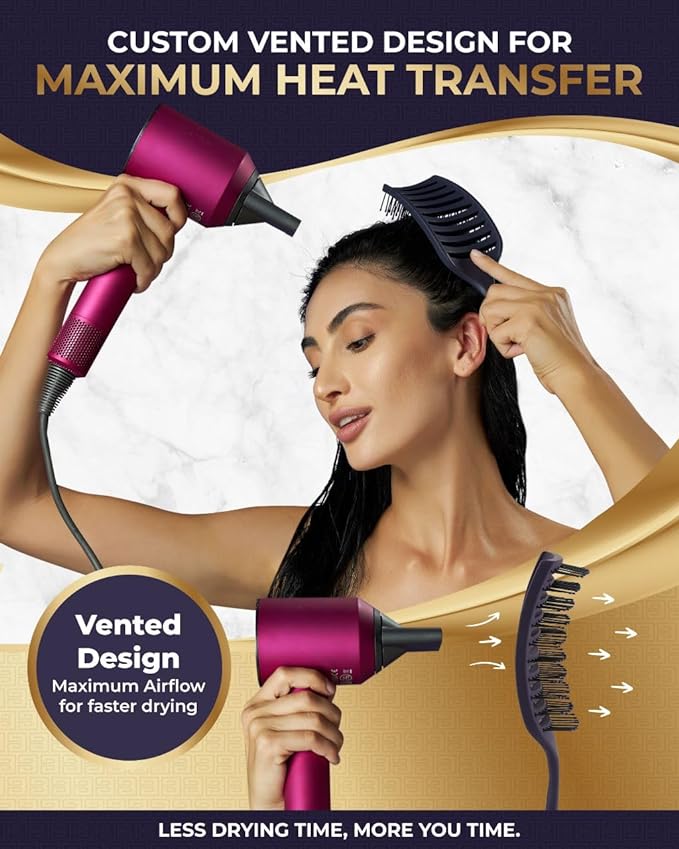 Vented Detangling Brush for Wet or Dry, Thick, Coily, and Curly Hair | Curved Vent Brush for Blow Drying