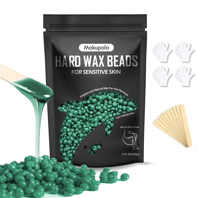 Wax Beads for Coarse Hair Removal, Natural Wax Beans for Sensitive Skin, Body, Brazilian Waxing, Bikini, Unscented Waxing Beads for Legs, Armpit, Hands, Facial (2lb)