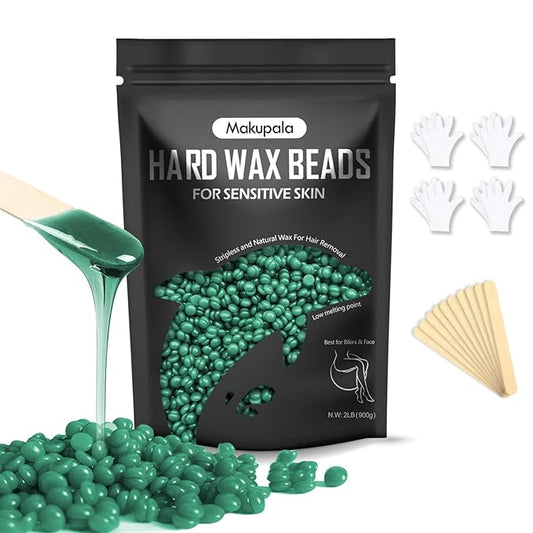 Wax Beads for Coarse Hair Removal, Natural Wax Beans for Sensitive Skin, Body, Brazilian Waxing, Bikini, Unscented Waxing Beads for Legs, Armpit, Hands, Facial (2lb)