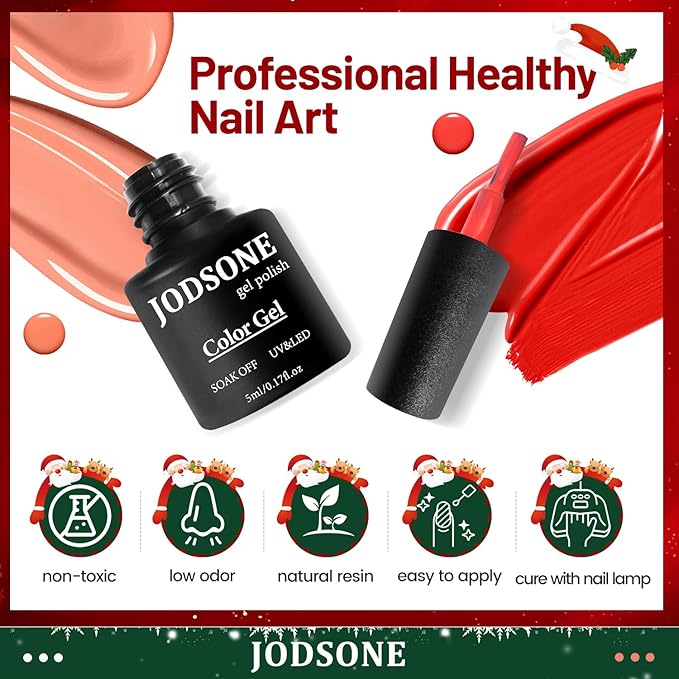 JODSONE Gel Nail Set 20 Colors High Shine Gorgeous Gel Polish Base Top Matte Coat Nice Gifts Show Charm