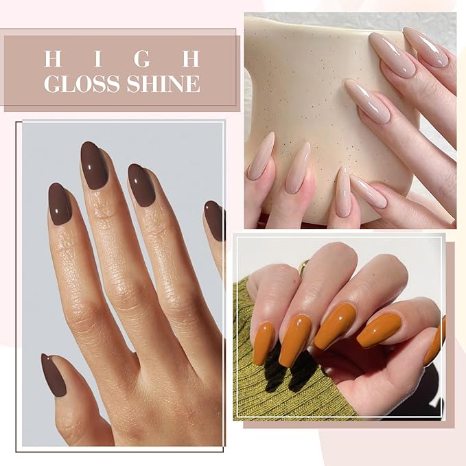 CANNI 6 Colors 9 ML Hema-Free Brown Gel Nail Polish Set, Dark Chocolate Brown Gel Polish Kit Fall Light Brown Colors, Soak Off LED Nail Gel Manicure Kit DIY at Home Salon Gifts