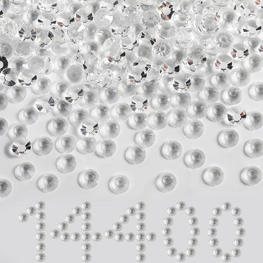 Beadsland Flatback Rhinestones Bulk,14400pcs Crystal Rhinestones for Nails Crafts Clothes DIY Decoration, Transparent, SS10, 2.7-2.9mm