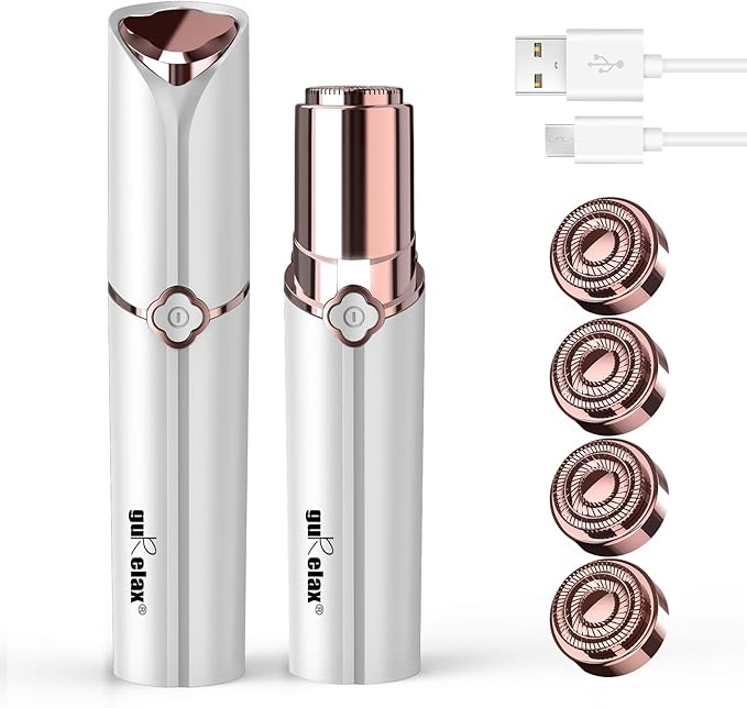 Facial Hair Removal for Women, Hair Removal Device with 4 x Replacement Heads, Gurelax Facial Hair Remover for Chin, Upper Lip
