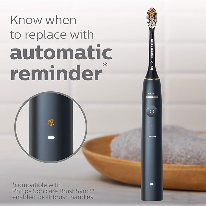 Philips Sonicare Genuine A3 Premium All-in-One Replacement Toothbrush Heads, 2 Brush Heads, Black, HX9092/95