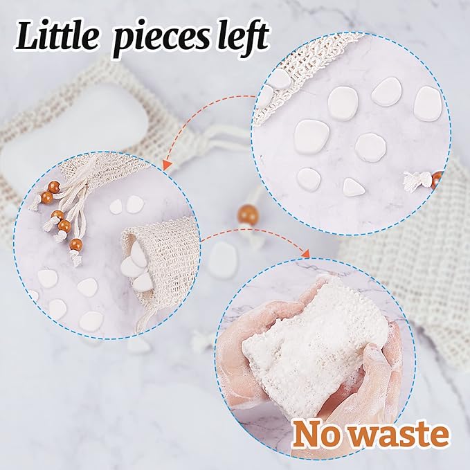 50 Soap Bags Mesh Exfoliating, 100% Natural Sisal Soap Pouch, Soap Savers for Shower Use Like Massaging And Scrubbing(5.3 × 3.7inches)