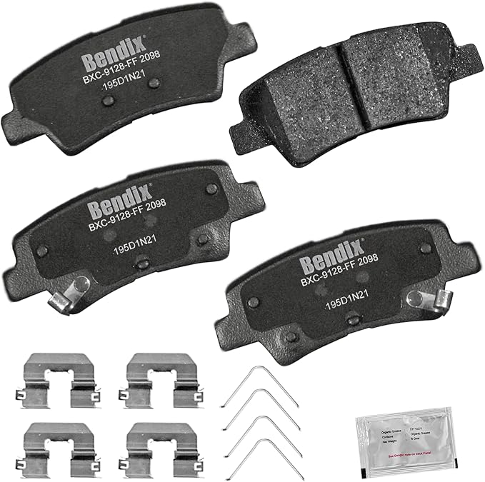 Bendix Priority1 CFC2098 Ceramic Rear Brake Pads for Hyundai Nexo 2023-2019, Tucson 2021-2018, Kia Cadenza 2017, Cadenza 2019, Sportage 2022-2017, Sportage 2024