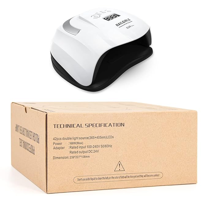 NAILGIRLS UV LED Nail Lamp,168W Fast Curing LED UV Light for Gel Nails with 4 Timer Setting Auto Sensor,Nail Dryer for Fingernail and Toenail,Salon Home Nail Art