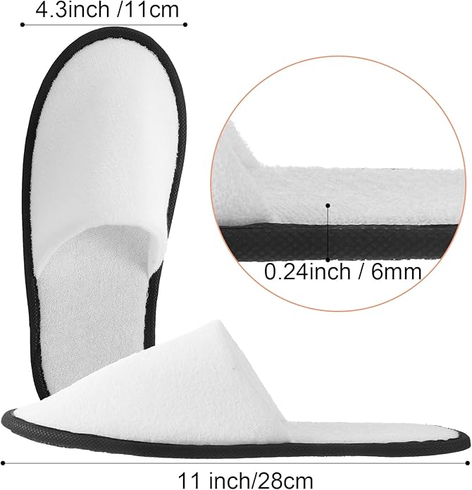 Geyoga 12 Pair Disposable House Slippers for Guests Non Slip Disposable Slippers for Spa Travel Hotel Shoeless Home Bride Bathroom Bedroom