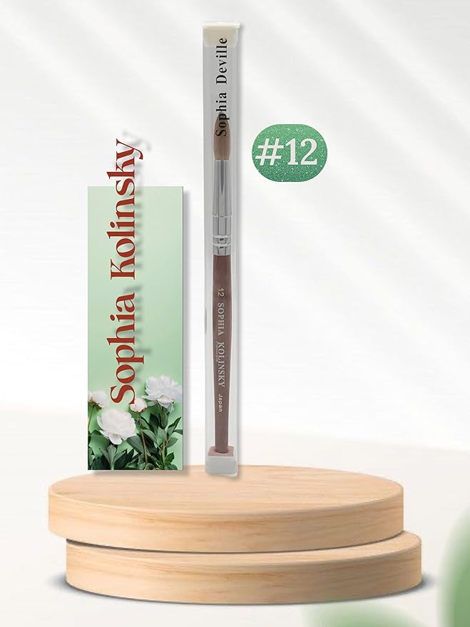 Acrylic Nail Brush Pure Kolinsky Hair Round Shape Redwood handle Size #6 to #22 Pick Your Size (SIZE #12)