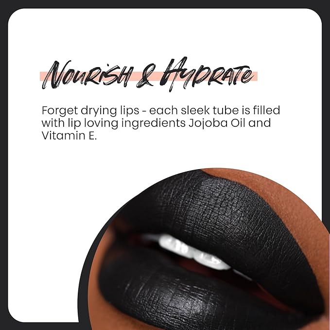 The Lip Bar - Nonstop Liquid Matte Lipstick, Back to Black (Black) - High Pigment - One Swipe - Long Lasting - Jojoba Oil & Vitamin E - Vegan & Cruelty Free - Makeup & Cosmetics - .24 fl oz