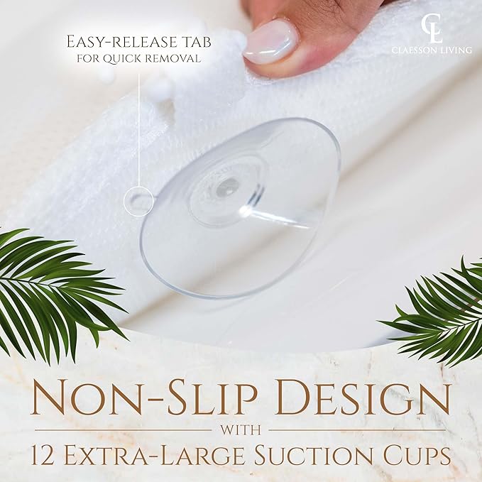 Full Body Bath Pillow (17'' x 49'') - Bathtub Cushion with Headrest Supports Neck, Back and Legs - Free Hanging Hooks for Fast Drying Over Tub - Includes Washing and Travel Bags - White