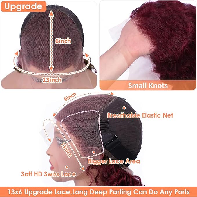 32 Inch Reddish Brown Lace Front Wigs Human Hair 13x6 Reddish Brown Curly Lace Front Wig 180 Density 33# Deep Wave HD Lace Frontal Wigs Human Hair Pre Plucked for Women Auburn Colored Human Hair wig