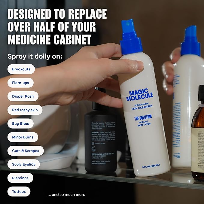 Skin Cleanser for All Types, Hypochlorous Acid Spray Helps Heal Acne Prone, Eczema and Itchy Rashes and 50 Other Skin Ailments, Safe for Multiple Daily Uses, 8 oz Spray