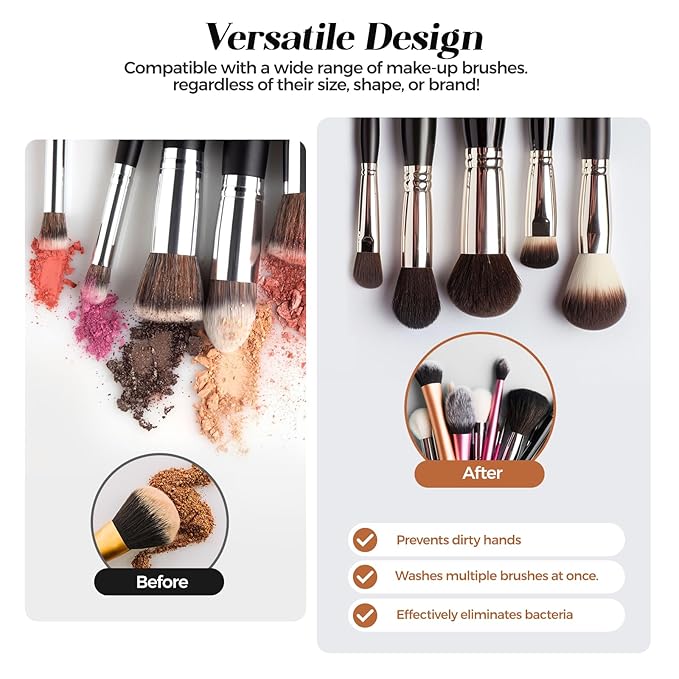 Electric Makeup Brush Cleaner – Fast & Deep Cleaning for All Brush Sizes, Compact & Travel-Friendly Design