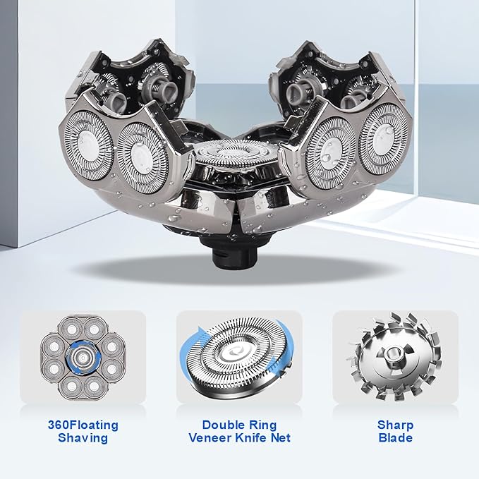 9D Electric Shaver for Men - 9 Blades Replacement Head Universal Blade for Electric Razor, 2 Pack