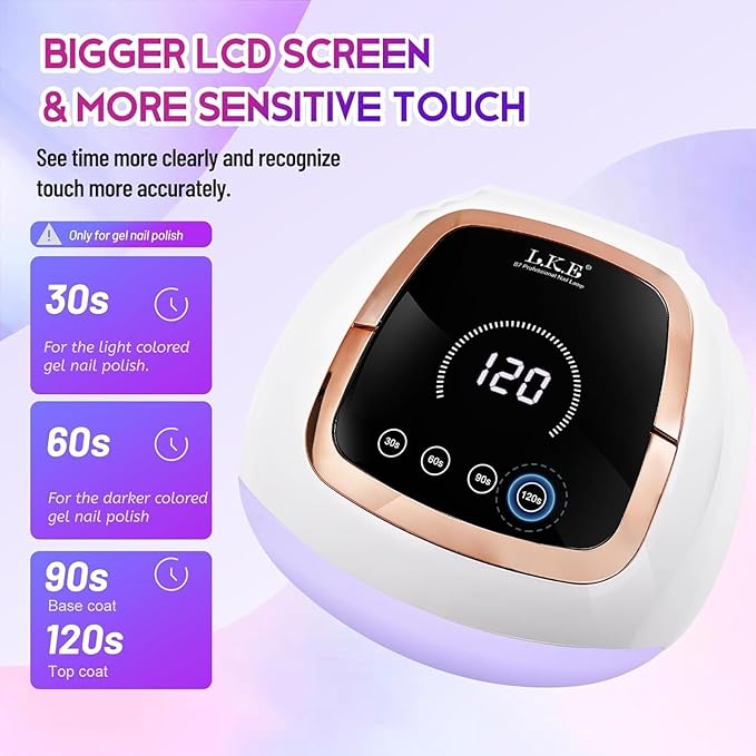 Wisdompark 268W UV LED Nail Lamp, Nail Dryer for Gel Polish, 4 Timers Curing Lamp Professional Nail Light, 66Pcs Uv Beads and Automatic Sensor