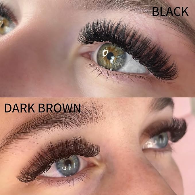 Premade Brown Eyelash Extension 500 Fans Handmade Loose Volume Lashes 10D Pre-made Fans 0.07mm C/D Curl 13-20mm Mixed Volume Eyelash Extensions (500PCS-10D-0.07-D, 13-20mm MIXED)