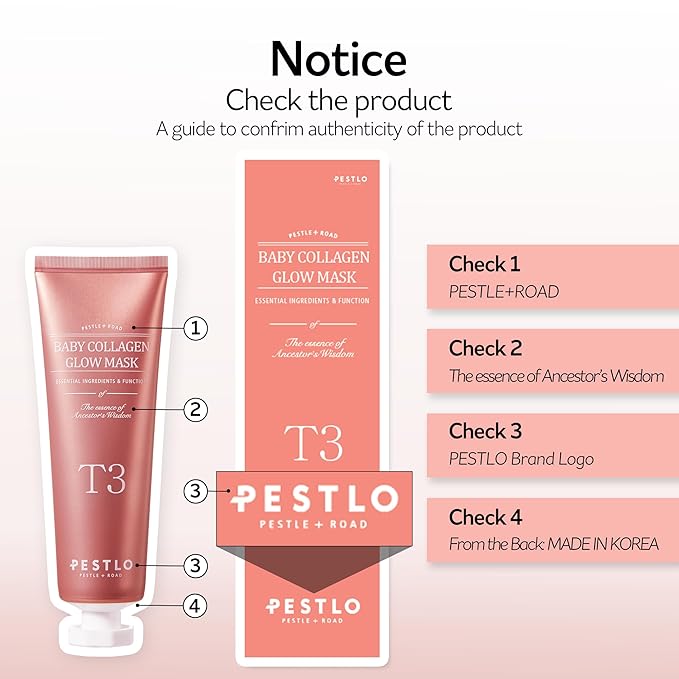PESTLO Baby Collagen Glow Mask - Korean Peel Off Mask Skincare Infused with Reallagen/T3 Vegan Collagen, Aginon, Volufiline, for Elasticity, Firmness, Glass Skin, & Optional Overnight Use, 2.36 fl.oz