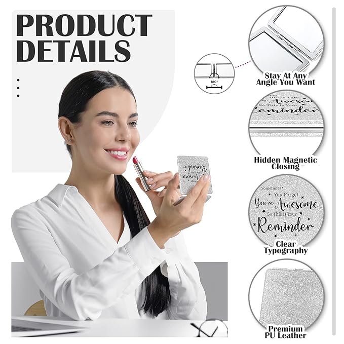 Qunclay 12 Pcs Employee Inspirational Gifts, Compact Mirror for Women Appreciation Makeup Mirror Favors for Graduation Students Teachers Volunteer Nurse Mother's Day