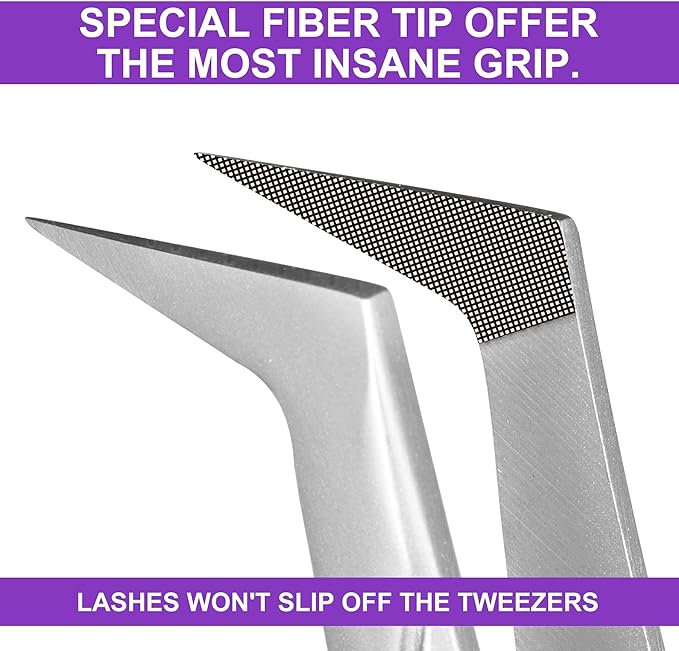 Fiber Tip Lash Tweezers For Eyelash Extension 4 Pcs Tweezers Professional Artist Tech Work Kit Tools,Best Volume Eyelash Lashes Extensions Precision Supplies Volume Boot 90 45 Degree(Silver)