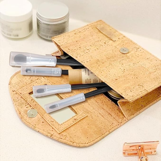 ENERGY Eyeshadow Brush Set - 4PCS Natural Hair Blending Brushes for Powder, Cream & Liquid Makeup with Travel Dust Covers - Eye Makeup Tools for Shading & Detailing - Pro Kit for Artists & Beginners