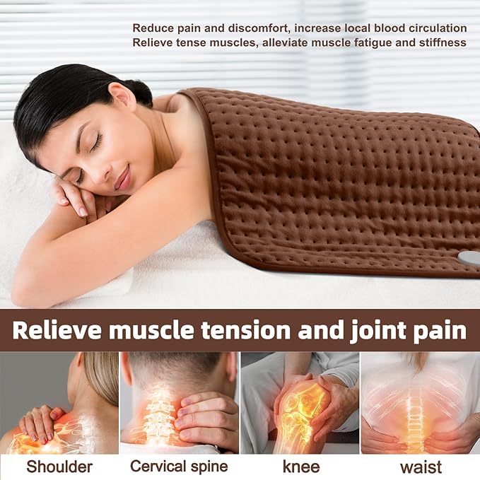 17x33 Heating Pad for Pain Relief | Ultra-Soft Microplush Fabric | 6 Adjustable Heat Settings (Moist & Dry) | Safe 2-Hour Auto Shut-Off | Perfect for Back, Neck, Shoulders | Great Gift Idea