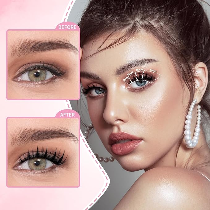 Fairy Lash Clusters Kit 8-14mm Manga Individual Lashes C Curl Wispy Eyelash Clusters WideSpan Eyelash Extension Kit with Lash Bond and Seal Wet-Look Spiky Cluster Lashes Ultra-Thin Invisible Lash Band