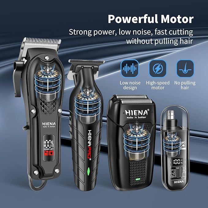 Professional Hair Clipper Set for Men, Cordless Barber Clippers Set and Trimmer Kit, Electric Beard Trimmer & Nose Trimmer Kit, Foil Shaver & Men's Facial Grooming Tool Kit, Gifts for Men
