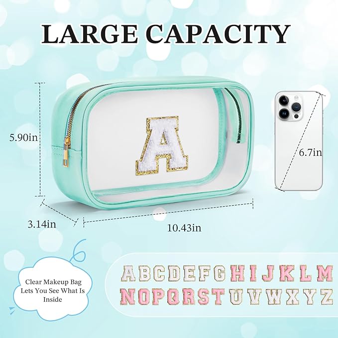 YOOLIFE Personalized Teen Girl Gifts Initial Cute Cosmetic Makeup Bag