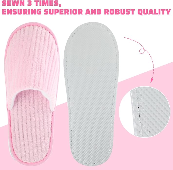 Panitay 20 Pairs Reusable Spa Slippers for Guests Washable House Slippers with Triple Layer Coral Fleece for Home Indoor Hotel Travel, Closed Toe