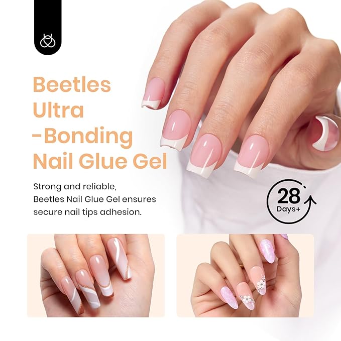 Beetles Nail Glue Gel 2Pcs*20g Tipex Solid Nail Glue Gel, Soft Nail Tips Gel Super Strong for Acrylic Nails Extension Fake Nails