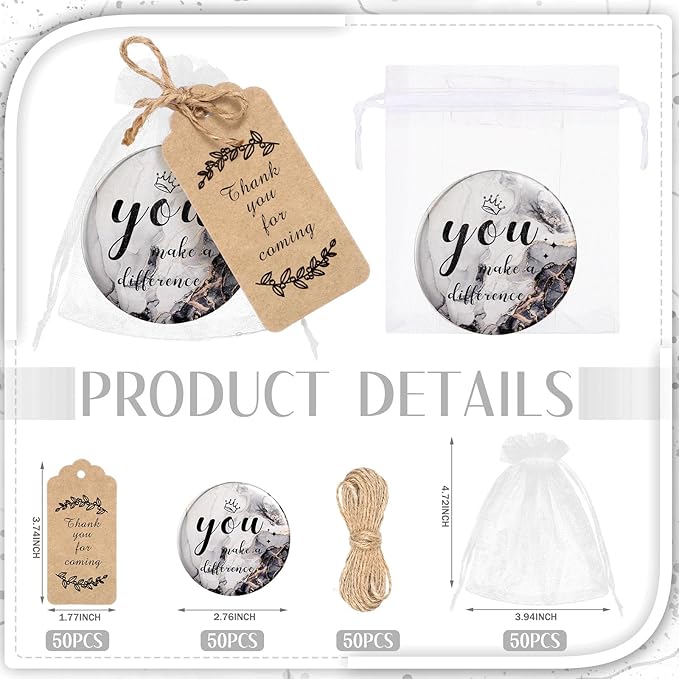 Tradder 50 Sets Compact Mirrors Bulk Women Gifts Inspirational Appreciation Employee Gifts Small Purse Pocket Makeup Mirrors for Mother's Day Coworker Nurse Bridal Souvenir Bags(Black)