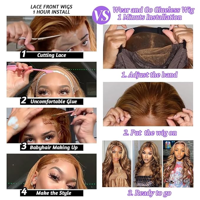 26 Inch Glueless Wigs Human Hair Pre Plucked Pre Cut Wear and Go 5x5 HD Lace Closure Wigs Human Hair Body Wave Wig P4/27 Honey Blonde Ombre Highlight Lace Front Wig Human Hair Wig 180% Density