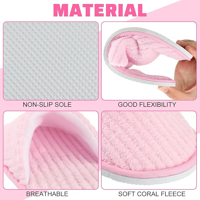 Panitay 20 Pairs Reusable Spa Slippers for Guests Washable House Slippers with Triple Layer Coral Fleece for Home Indoor Hotel Travel, Closed Toe