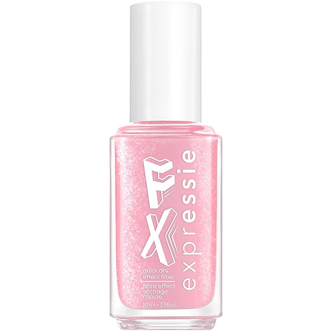essie Expressie FX Quick-Dry Vegan Nail Polish, Pink Chromatic Top Coat, Faux Real, 0.33 fl oz