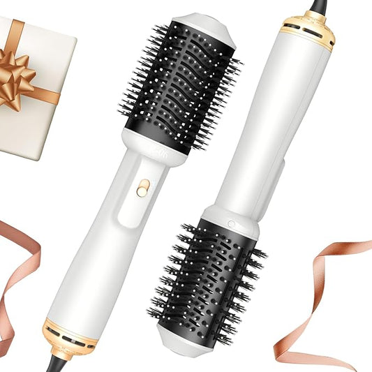 Hair Dryer Brush Blow Dryer Brush in One, 4 in 1 Hair Dryer and Styler Volumizer with Oval Barrel, Professional Salon Hot Air Brush for All Hair Types, Bright White