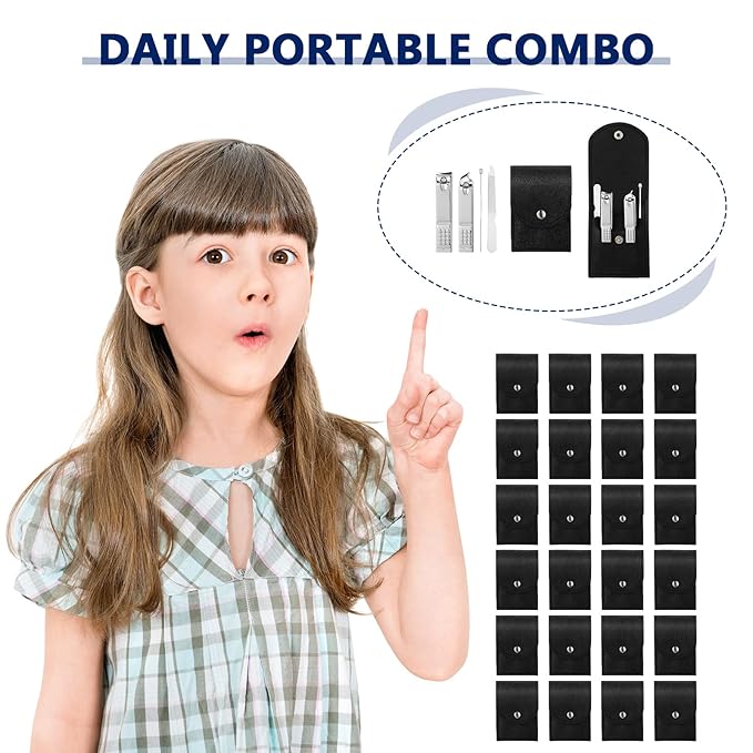 Lasnten 24 Set Manicure Set Bulk Nail Clippers Grooming Nail Kit Stainless Steel Professional Pedicure Kit Pedicure Tools with Travel Case Gifts for Men Women Personal(4 in 1,Black)