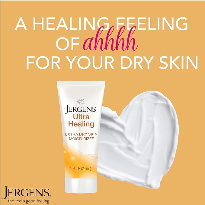 Jergens Ultra Healing Dry Skin Moisturizer, Travel Size Body and Hand Lotion, for Extra Dry Skin, Use After Washing Hands, HYDRALUCENCE blend, Vitamins C, E, B5, 1 Fl Oz (Pack of 24)
