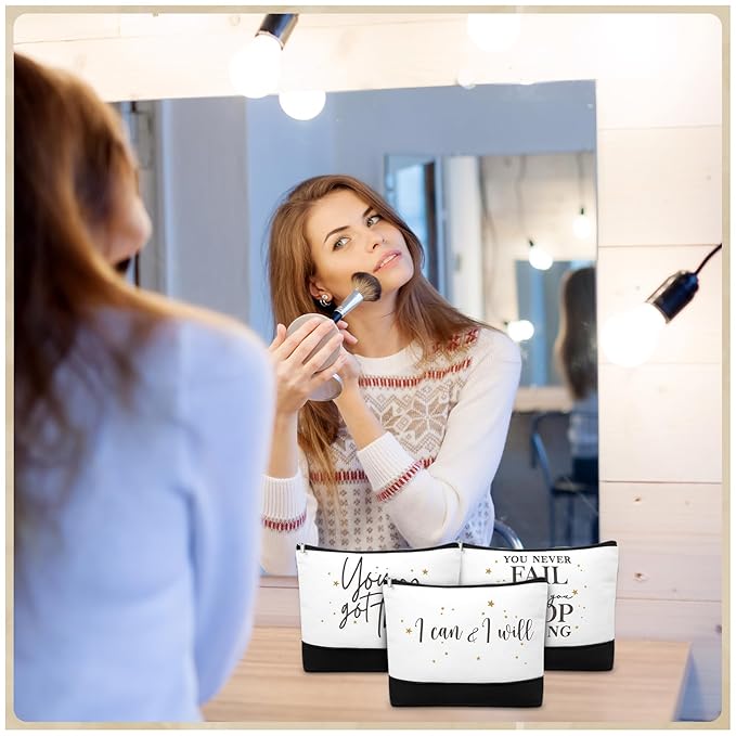 Sanwuta 48 Pcs Mother's Day Thank You Gifts Bag Bulk for Women 24 Make up Bags 24 Appreciation Keychains for Teacher Nurse(Stylish)