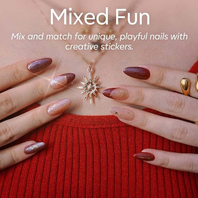 Modelones Gel Nail Polish Kit with U V Light, Milky White Nude Glitter Pink Red Gold Metallic Manicure Set with Base Top Coat Star Stickers 4 Colors Gel Mini Salon Nail Art Starter Gift for Women Girl