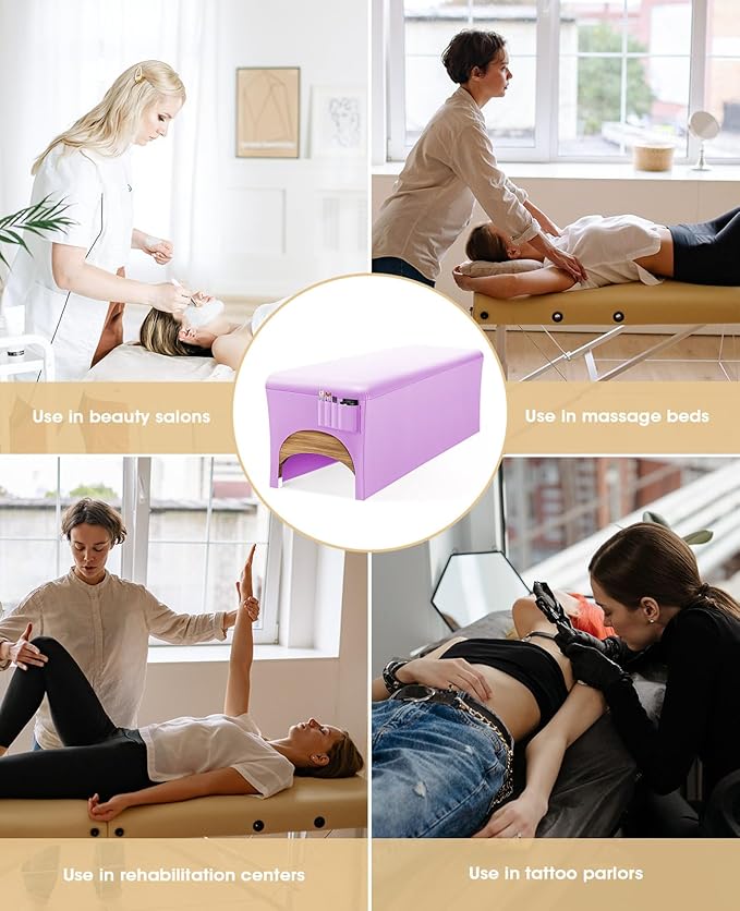 Onism Lash Bed Cover, Wipeable PU Leather Massage Table Cover with Storage Pocket, Waterproof Soft Comfortable Wax Bed Cover for Eyelash Extension, Perfect for Salon Spa Tattoo, Lavender