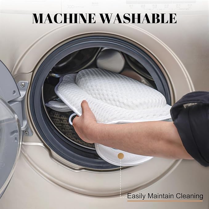 Bath Pillow Luxury Bathtub Pillow, 4D Bath Tub Pillows for Head, Neck and Back Support, Tub Pillow for Bathtub with 6 Non-Slip Suction Cups, Relaxing Bath Accessories Spa Gifts