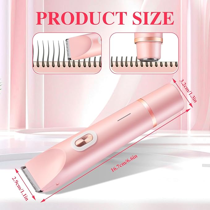 2 in 1 Women Electric Shaver, Bikini Trimmer for Women, 2 in 1 Electric Shaver for Woman,Waterproof Painless Hair Removal for Sensitive Skin