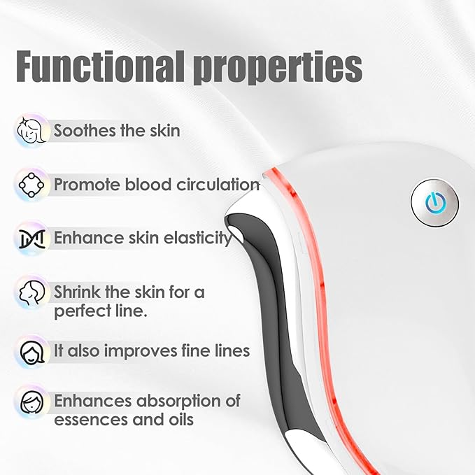 Aikertec Heat Electric Gua Sha Tool, 4-in-1 Multi-Function Face Massager, Facial, Double Chin, Awakening Skin, Deep Treatment