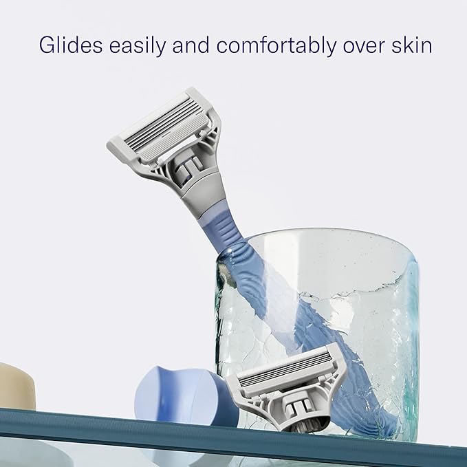 Flamingo Pubic Hair Razor for Women, Shaving Kit, 1 Pubic Razor Handle, 4 Five-Blade Refills, 1 Shower Holder, Starter Set, Full Kit