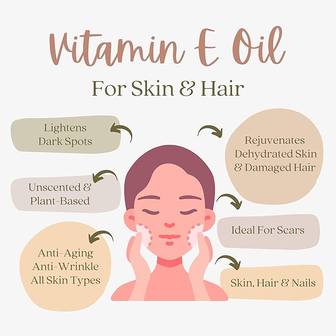 Pure Vitamin E Oil - D-Alpha Tocopherol 100% Pure & All Natural 2oz 42,500 IU per oz - Thick, Amber Color, Nutty Aroma - From Wheat Germ -Face Body Hair -DIY Cosmetics & After Surgery Scars