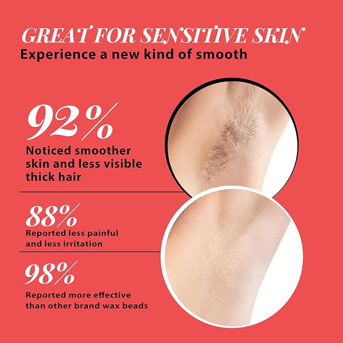 Complete Home Waxing Kit for Women: For Face Brazilian Eyebrow Bikini Leg & Sensitive Skin Hair Removal- with 5 Packs Hard Wax Beads